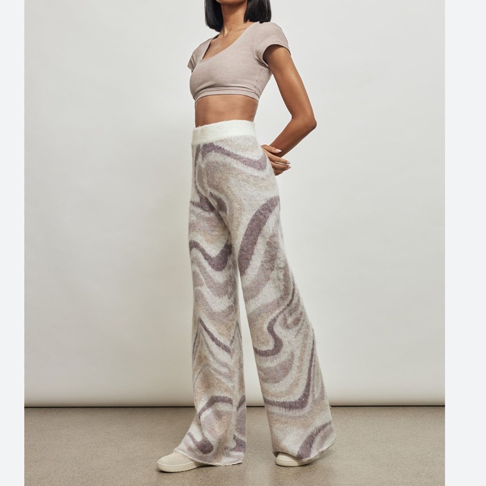 Twenty Montreal Mohair Blend Swirl Wide Leg Pants Womens M NWT
